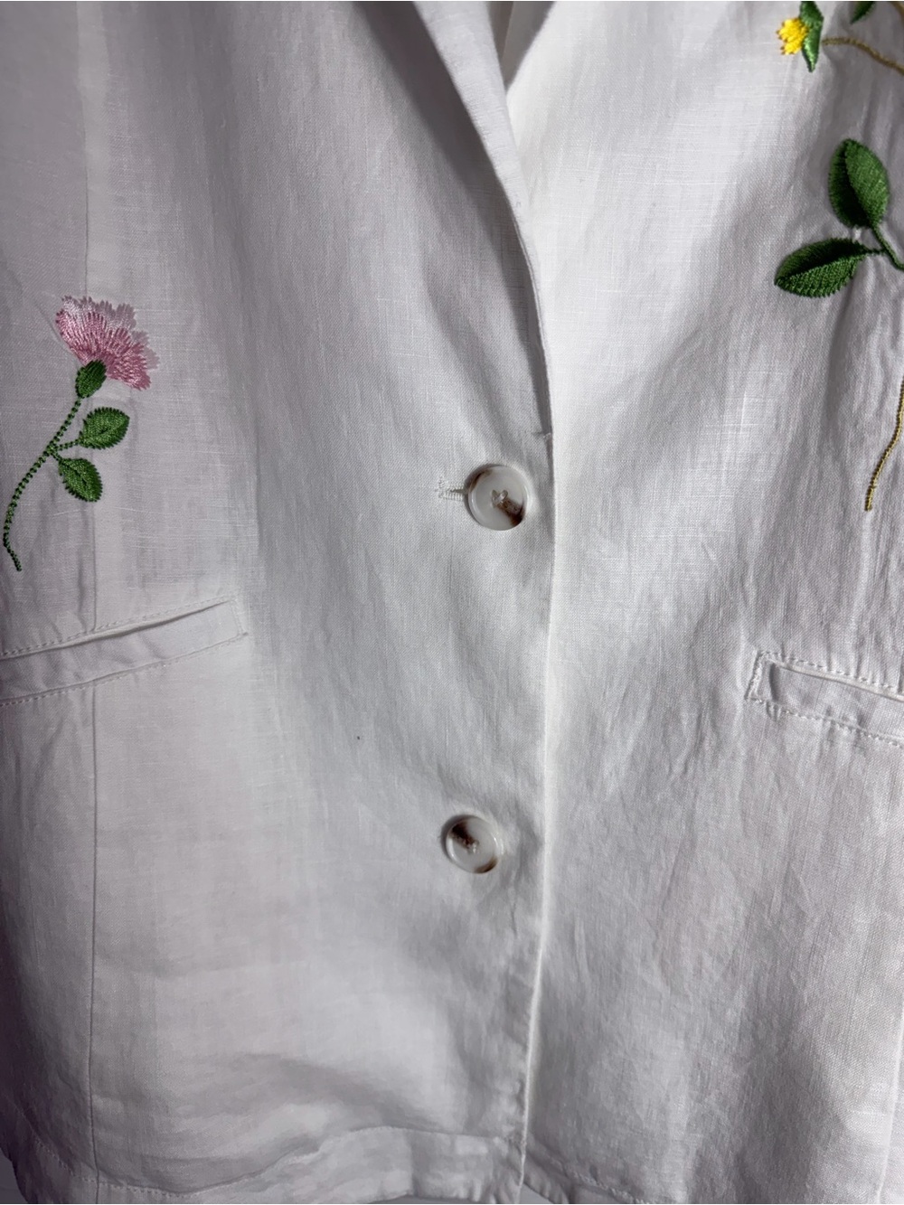 ANTHROPOLOGIE EMBROIDERED LINEN BLAZER WHITE SIZE L NWT - Picture 13 of 17